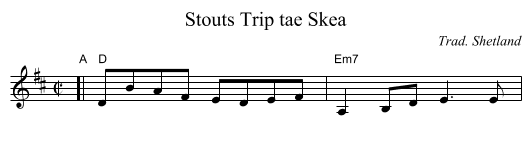 Stouts Trip tae Skea - staff notation