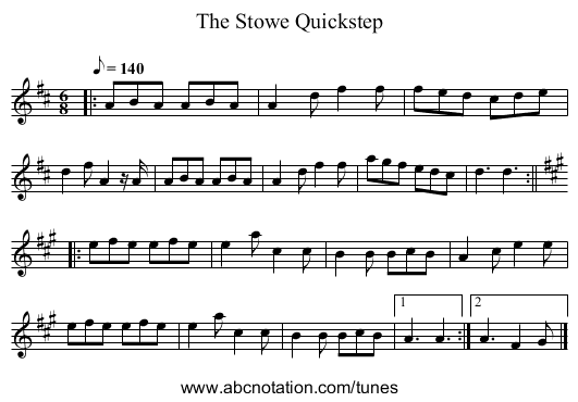Stowe Quickstep, The - staff notation