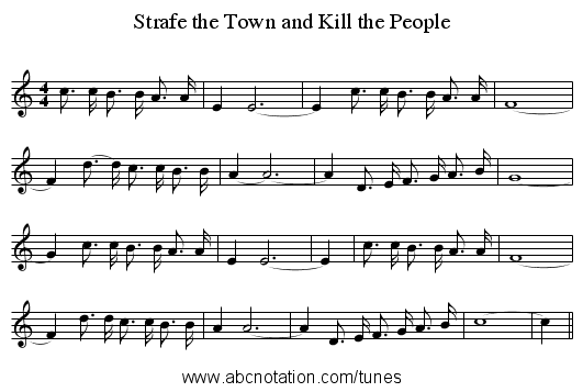 Strafe the Town and Kill the People - staff notation