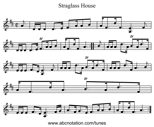 Straglass House - staff notation