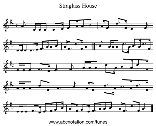 Straglass House - staff notation