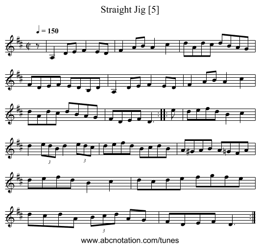 Straight Jig [5] - staff notation