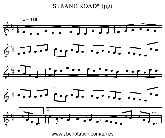 STRAND ROAD* (jig) - staff notation