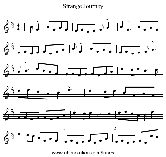 Strange Journey - staff notation