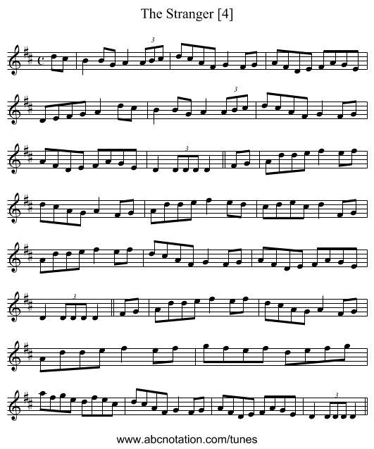 Stranger [4], The - staff notation