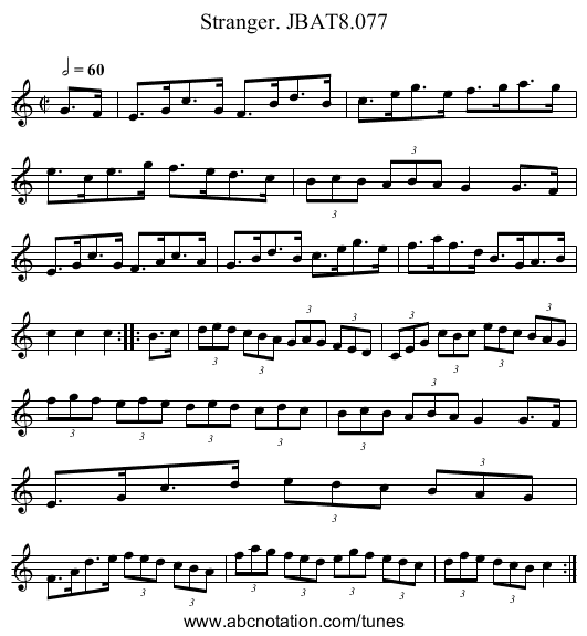 Stranger. JBAT8.077 - staff notation