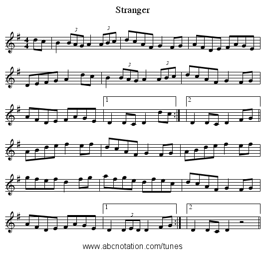 Stranger - staff notation