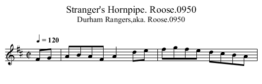 Stranger's Hornpipe. Roose.0950 - staff notation