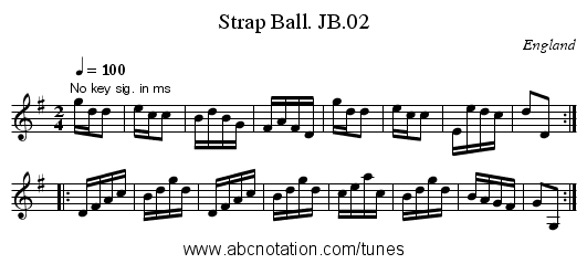 Strap Ball. JB.02 - staff notation