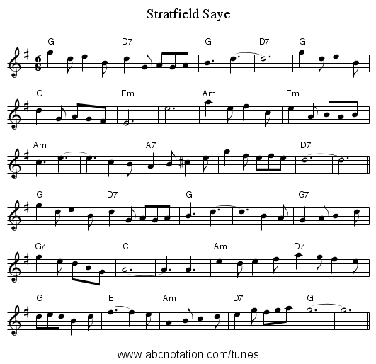 Stratfield Saye - staff notation