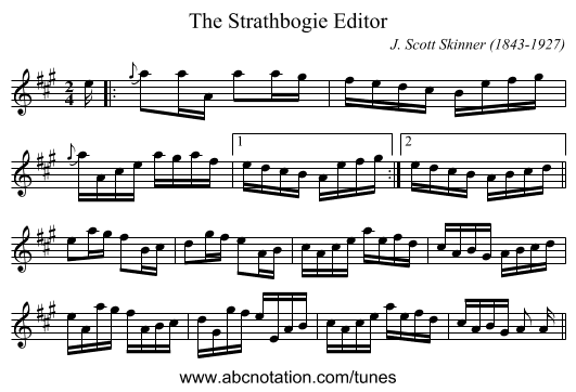 Strathbogie Editor, The - staff notation
