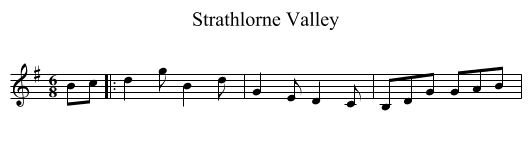 Strathlorne Valley - staff notation