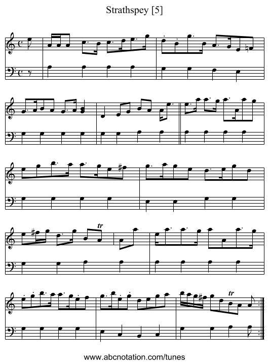 Strathspey [5] - staff notation