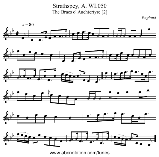 Strathspey, A. WI.050 - staff notation