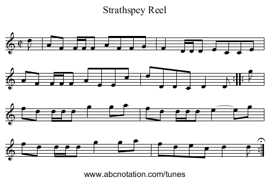 Strathspey Reel - staff notation