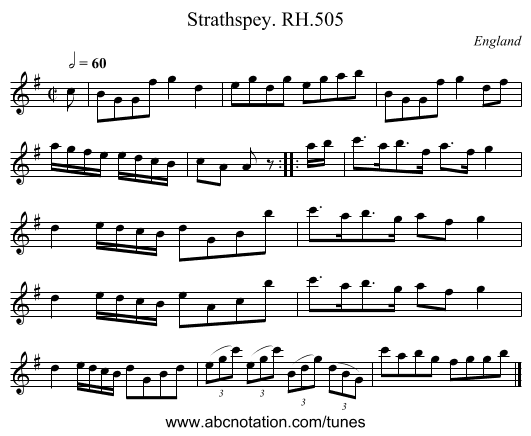 Strathspey. RH.505 - staff notation
