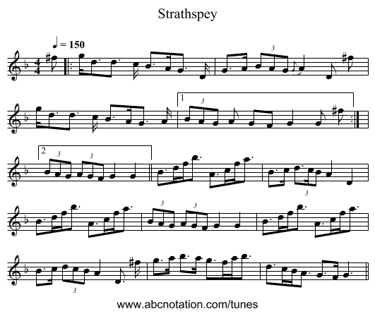 Strathspey - staff notation