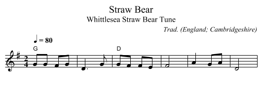 Straw Bear - staff notation