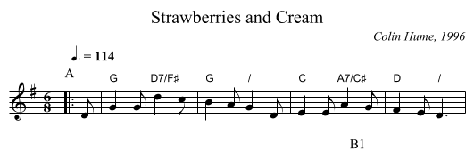 Strawberries and Cream - staff notation