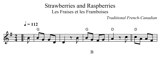 Strawberries and Raspberries - staff notation