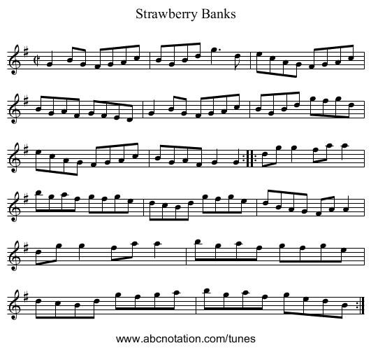 Strawberry Banks - staff notation
