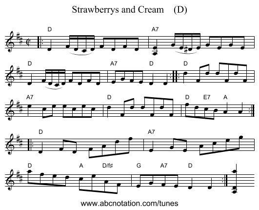 Strawberrys and Cream    (D) - staff notation