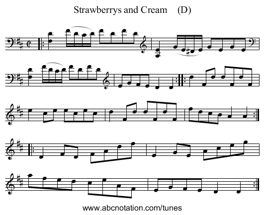 Strawberrys and Cream (D) - staff notation