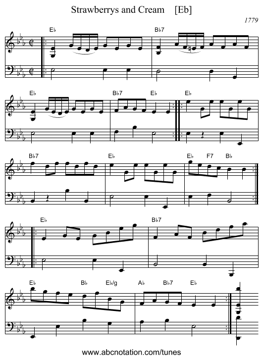 Strawberrys and Cream    [Eb] - staff notation