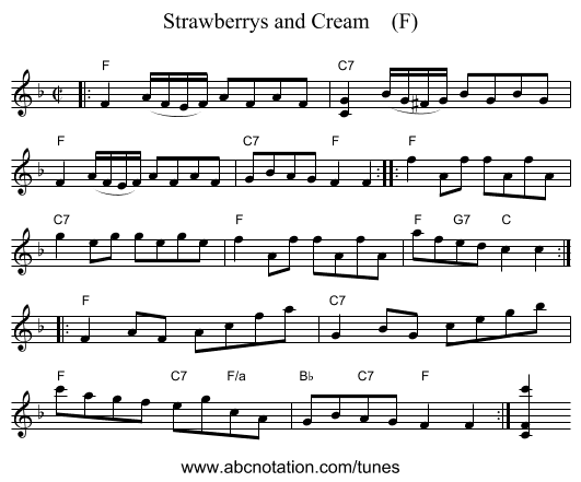 Strawberrys and Cream    (F) - staff notation