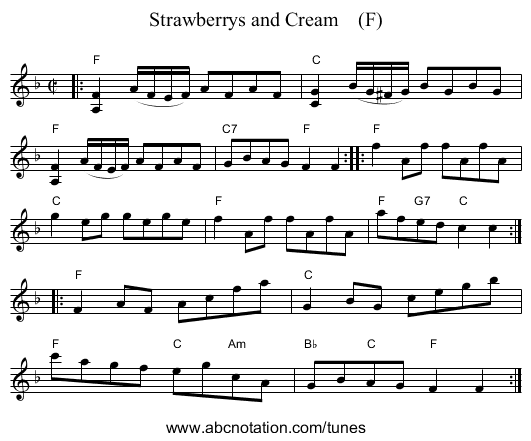 Strawberrys and Cream    (F) - staff notation