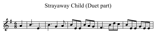 Strayaway Child (Duet part) - staff notation