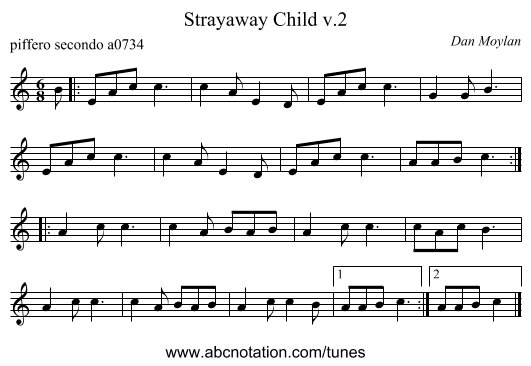 Strayaway Child v.2 - staff notation