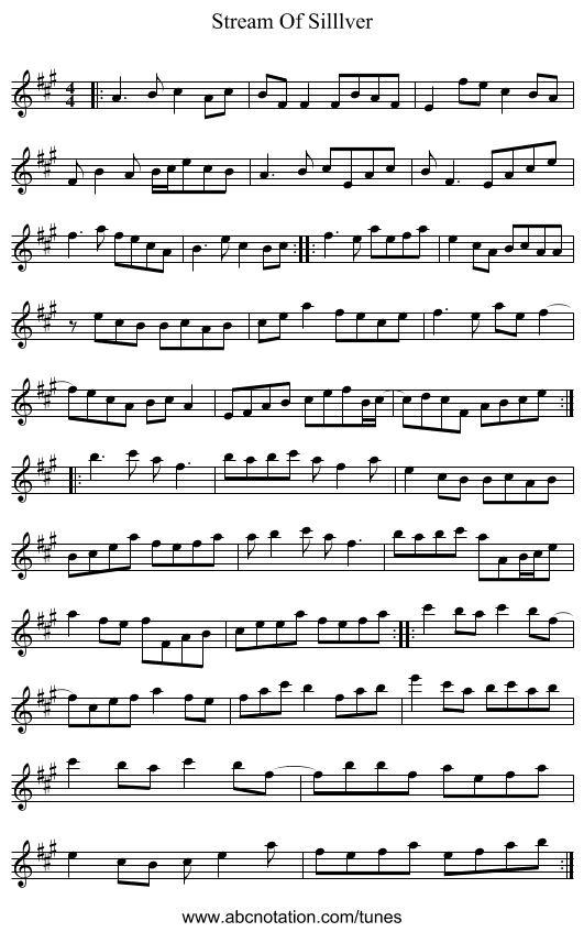 Stream Of Silllver - staff notation