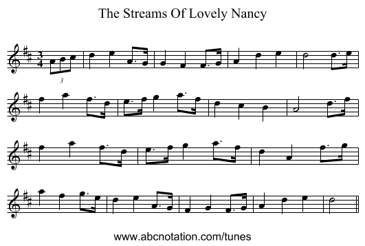 Streams Of Lovely Nancy, The - staff notation