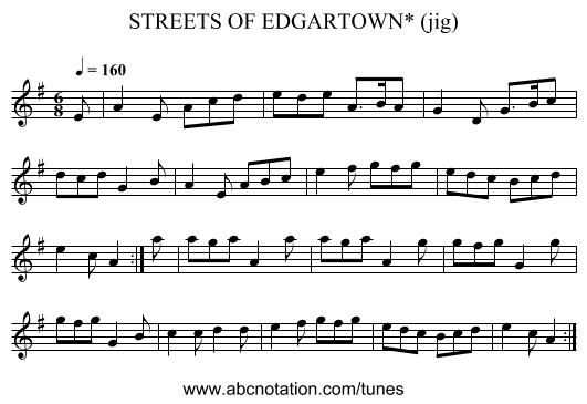 STREETS OF EDGARTOWN* (jig) - staff notation