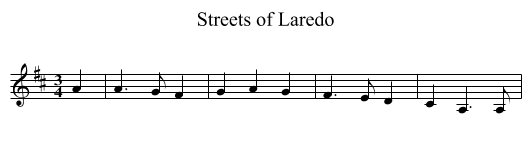 Streets of Laredo - staff notation
