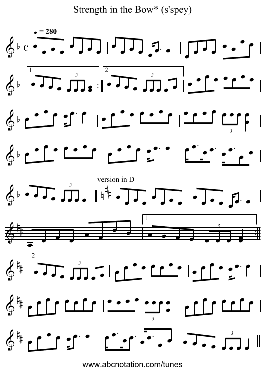Strength in the Bow* (s'spey) - staff notation