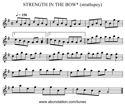 STRENGTH IN THE BOW* (strathspey) - staff notation