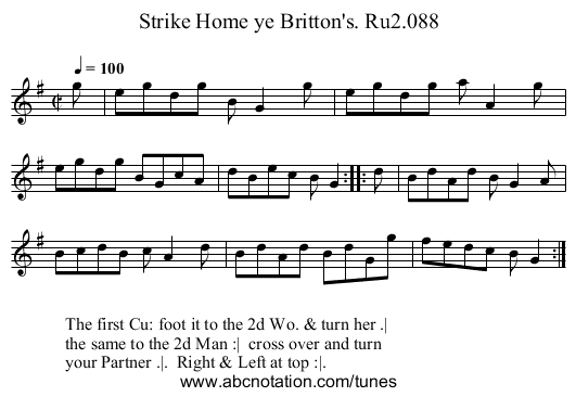 Strike Home ye Britton's. Ru2.088 - staff notation