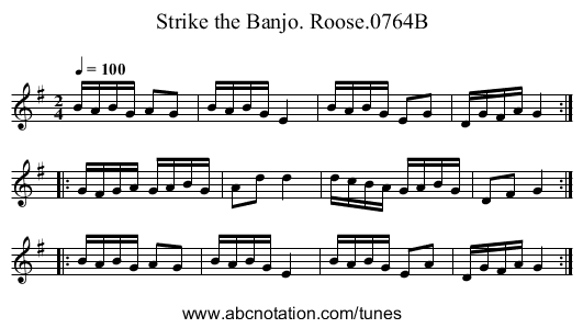 Strike the Banjo. Roose.0764B - staff notation