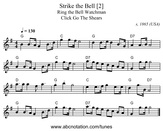Strike the Bell [2] - staff notation