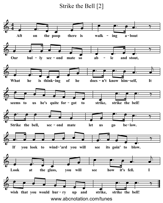 Strike the Bell [2] - staff notation