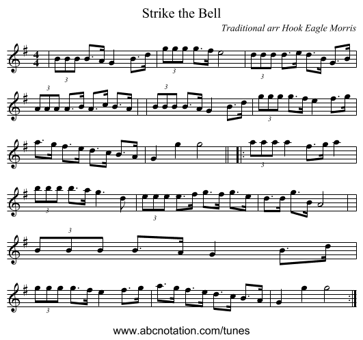 Strike the Bell - staff notation