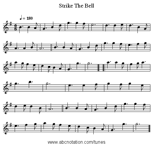 Strike The Bell - staff notation