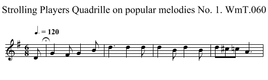 Strolling Players Quadrille on popular melodies No. 1. WmT.060 - staff notation