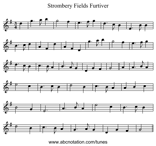 Strombery Fields Furtiver - staff notation