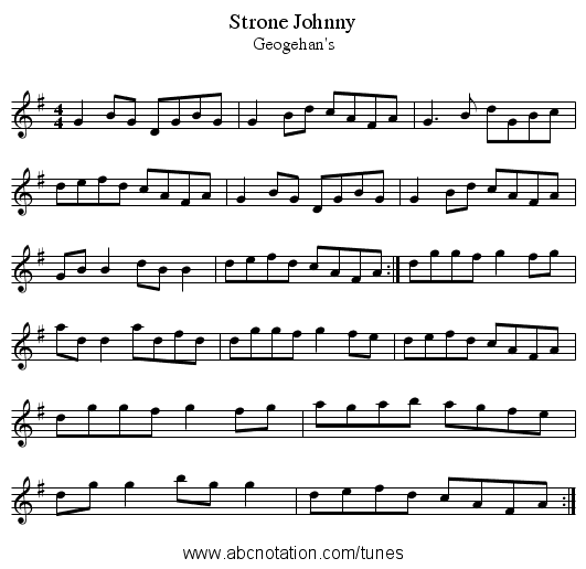 Strone Johnny - staff notation