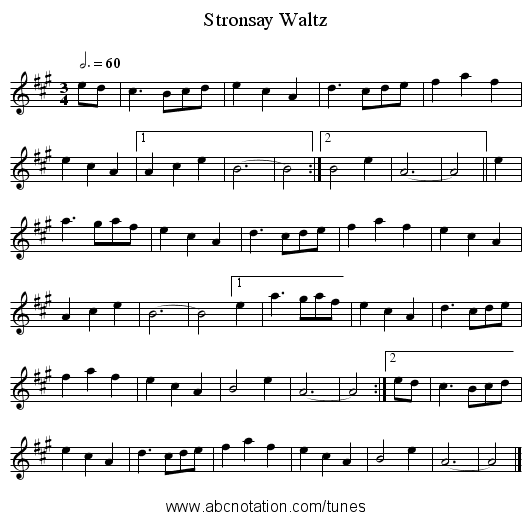 Stronsay Waltz - staff notation