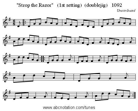 Strop the Razor (1st setting) (doublejig) 1092 - staff notation