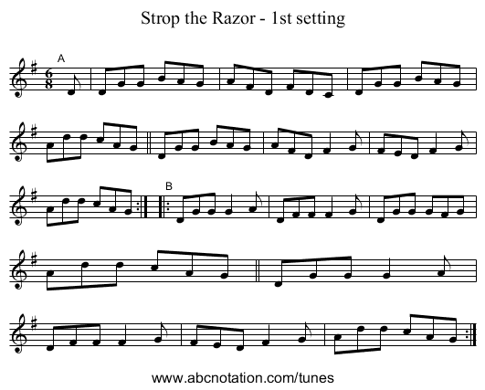 Strop the Razor - 1st setting - staff notation